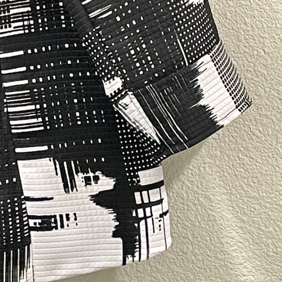 LAURA MAX "Falcon" 3/4 Sleeve Abstract Geo Hook & Eye Closure Blazer Blk/Wht  XL - Picture 4 of 10